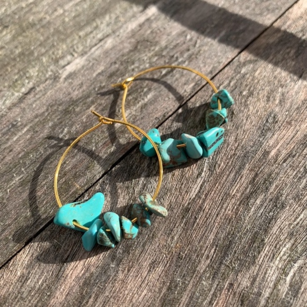 Turquoise Gemstone Hoop Earrings